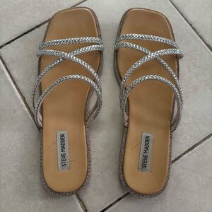 Steve Madden Silver Strappy Sandals